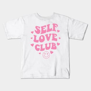 Self Love Club Aesthetic Words - Anti Valentines Day Pink Kids T-Shirt